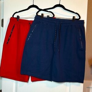 CSG Men's Shorts Lot - 2 Pack w/ Zip Pockets! Red & Navy